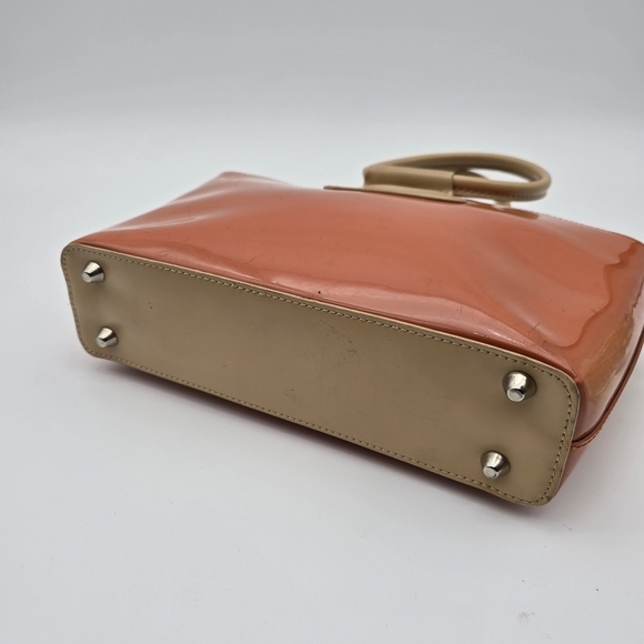 Beijo Purse Orange Hand Bag Round Handle Patent Gloss Small - Picture 5 of 14